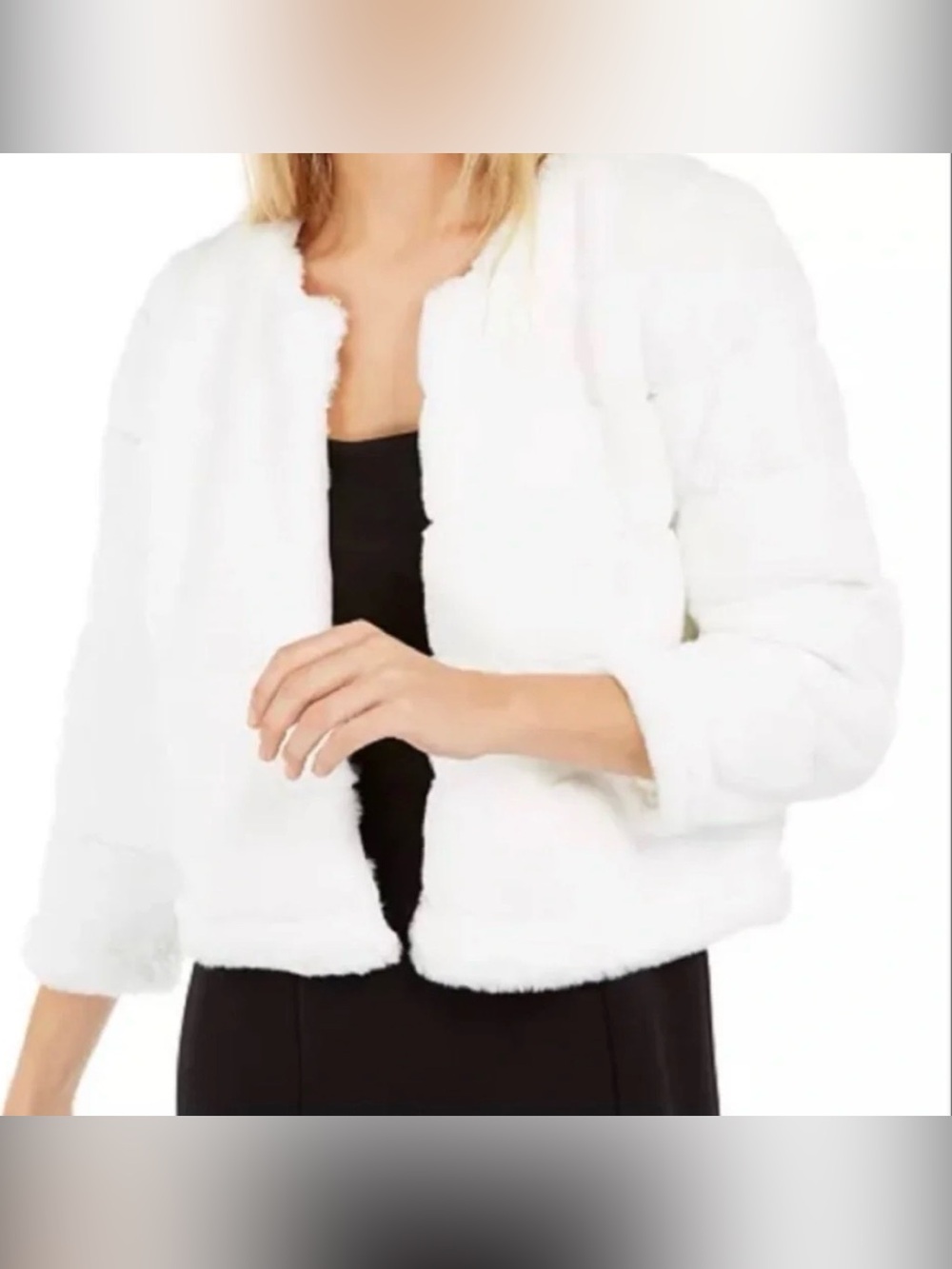 Calvin Klein White Faux Fur Jacket